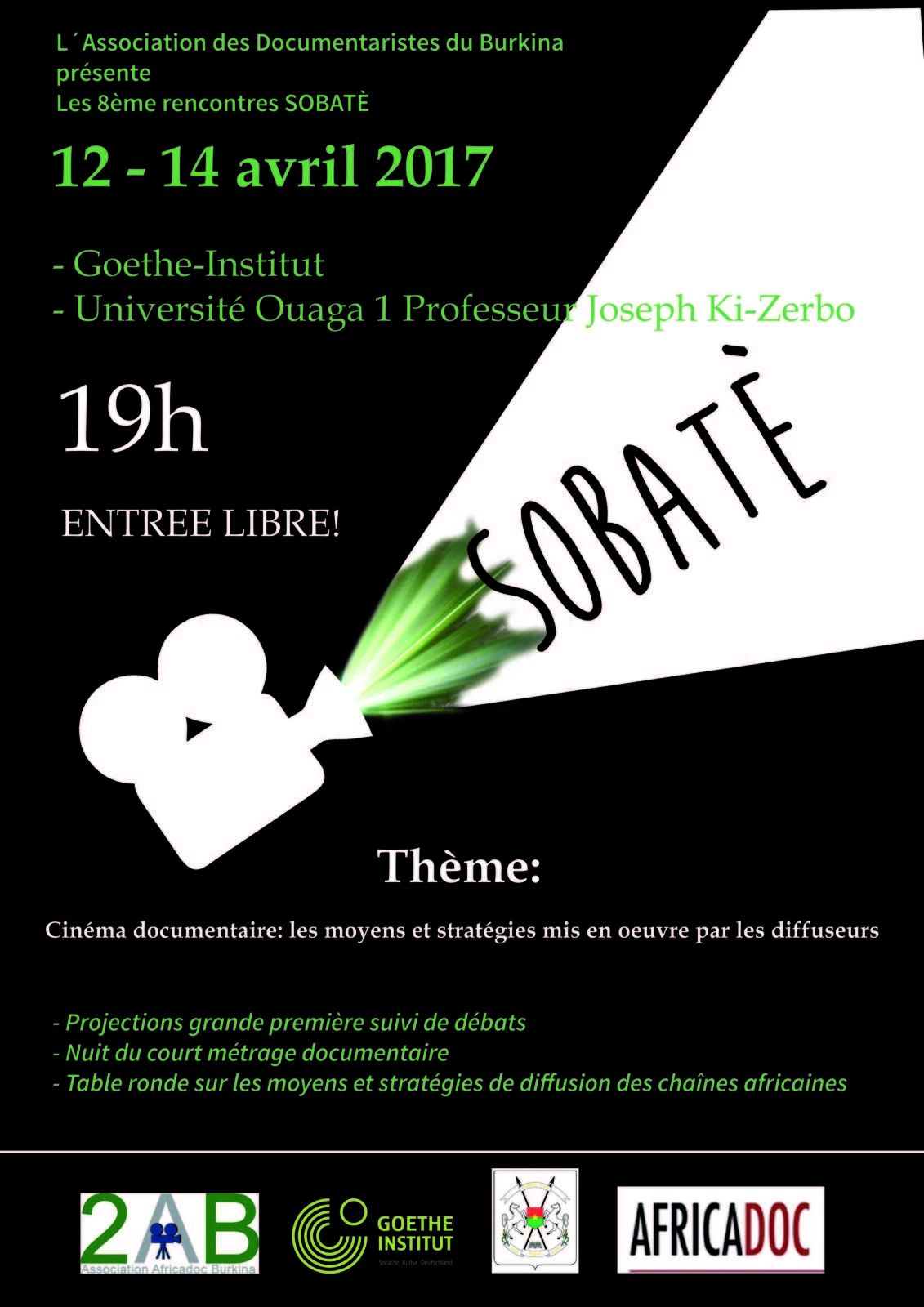 DU 12 AU 14 AVRIL AU GOETHE-INSTITUTE: VIVEZ LE CINÉMA DOCUMENTAIRE AFRICAIN AUX  RENCONTRES SOBATÈ , 8ème ÉDITION